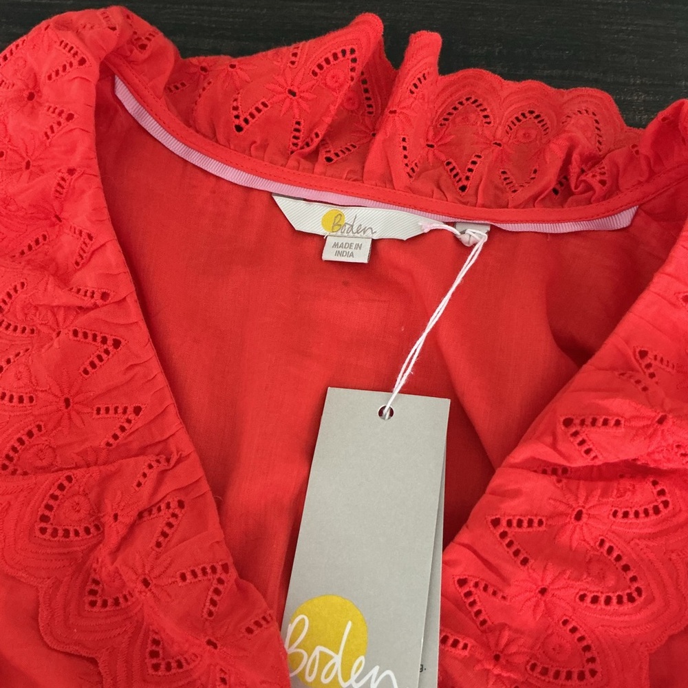 Boden Orange Sleeveless V-Neck Tiered Maxi Dress 100% cotton Size 6 - Picture 2 of 11
